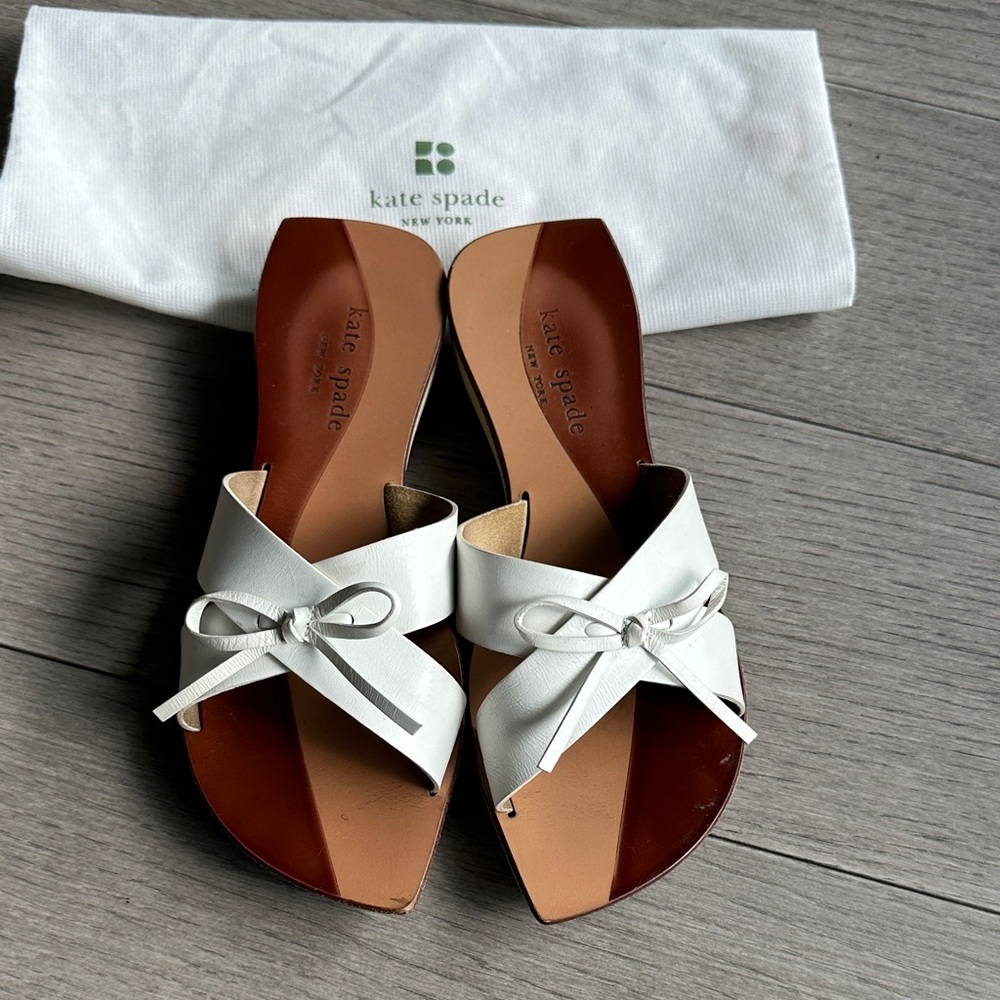kate spade White Bow Leather Slide Mules Size 5